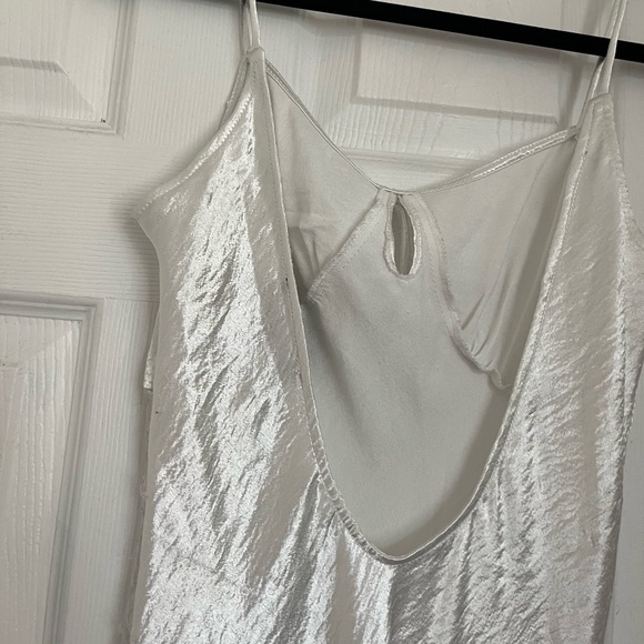 Elegant Lulus White Satin Slip Dress With Deep Back - Picture 8 of 9